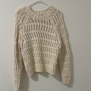 American Eagle Outfitters Cream Open-Knit Sweater